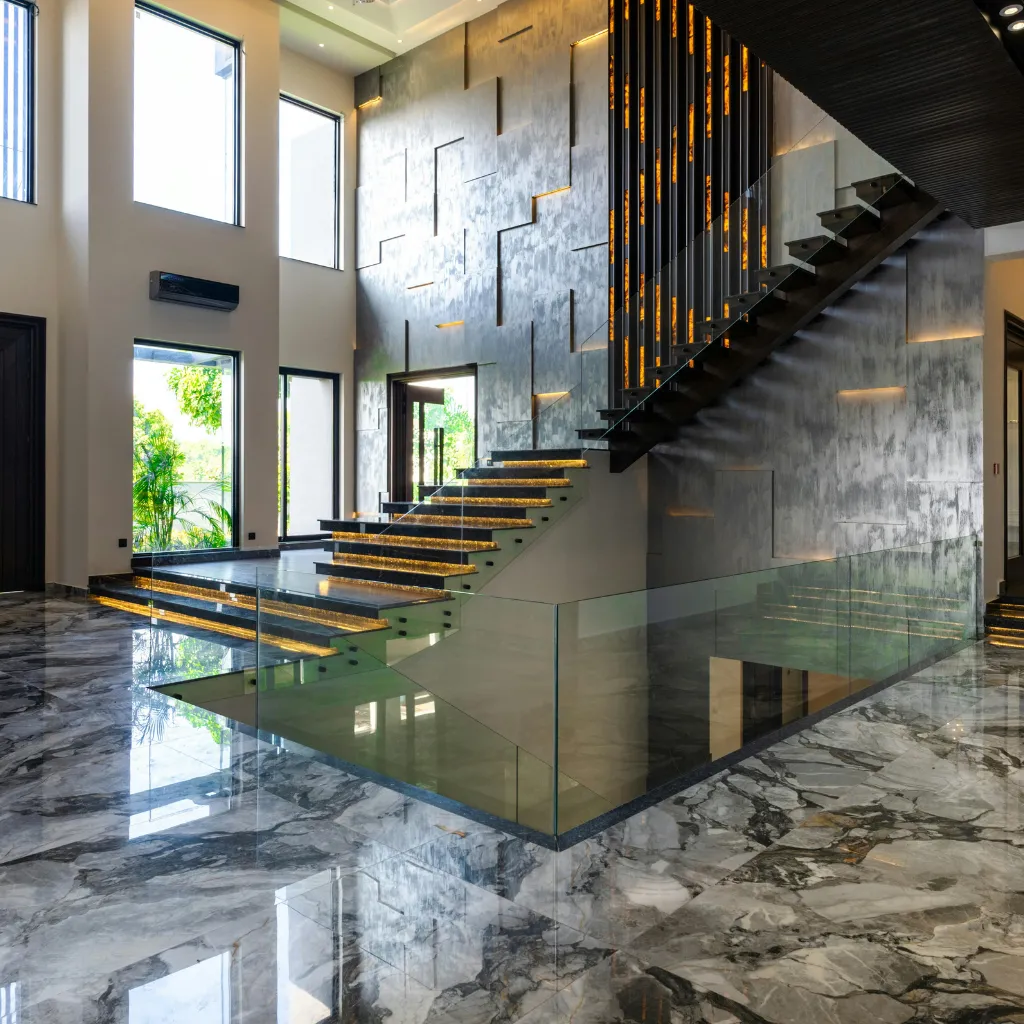 modern villa stair and floors polished and restored by Marblux dubai