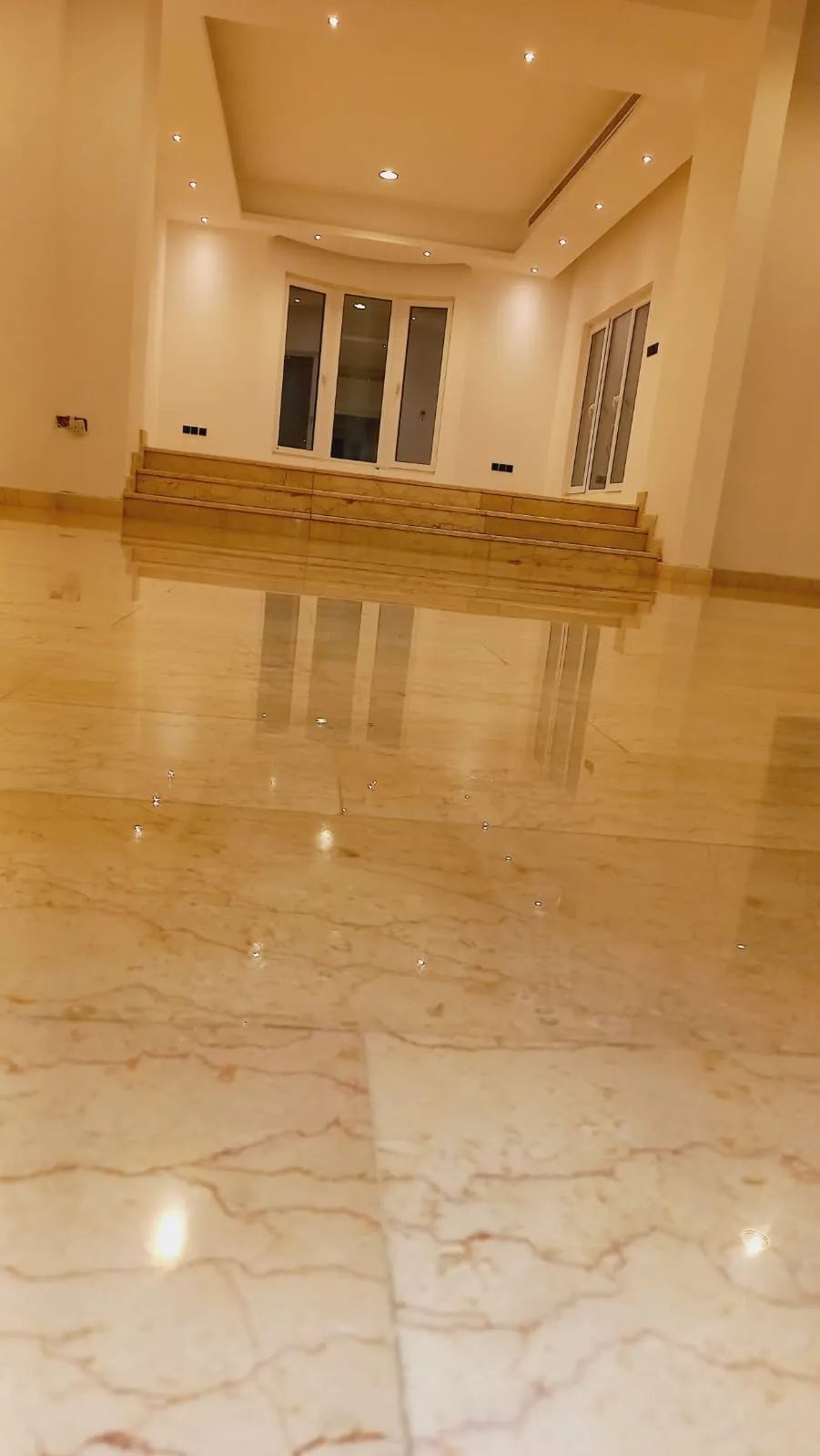 Polished original marble floor in an Arabian Ranches family villa