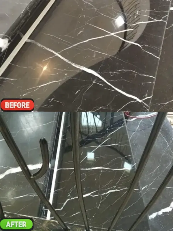 Marble staircase polishing before and after