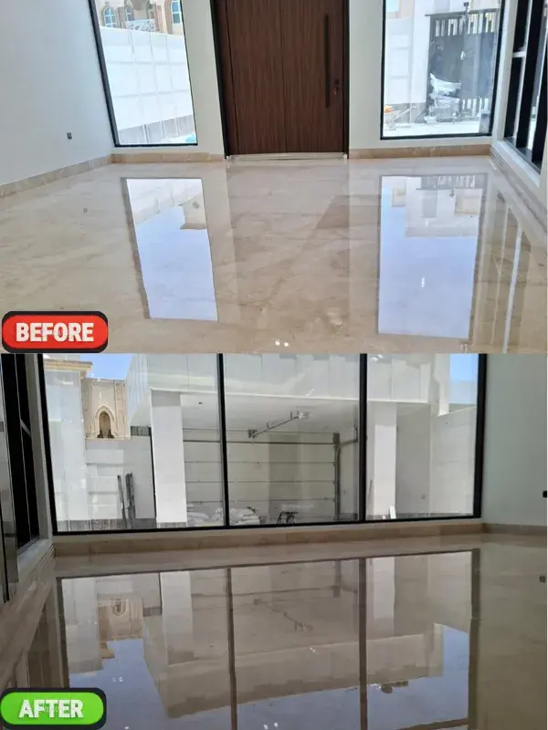 Floor polishing before and after results