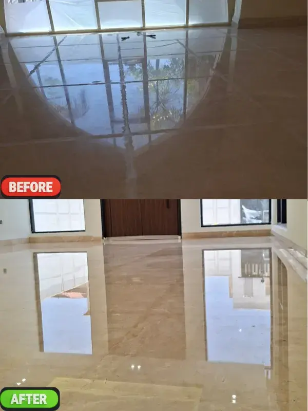 Marble surface polishing before and after in Dubai