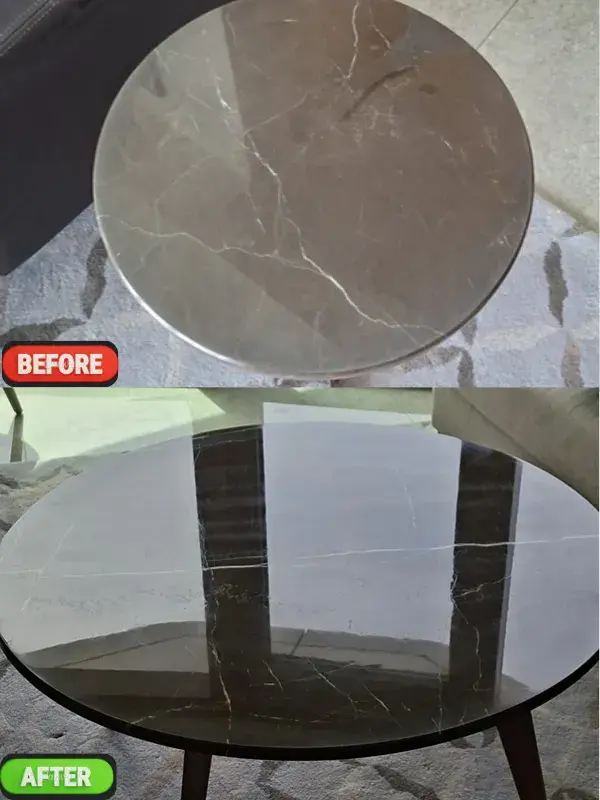 Marble table polishing before and after